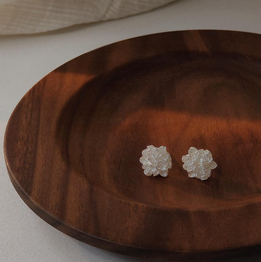 Koyace Elegant White Rose Stud Earrings