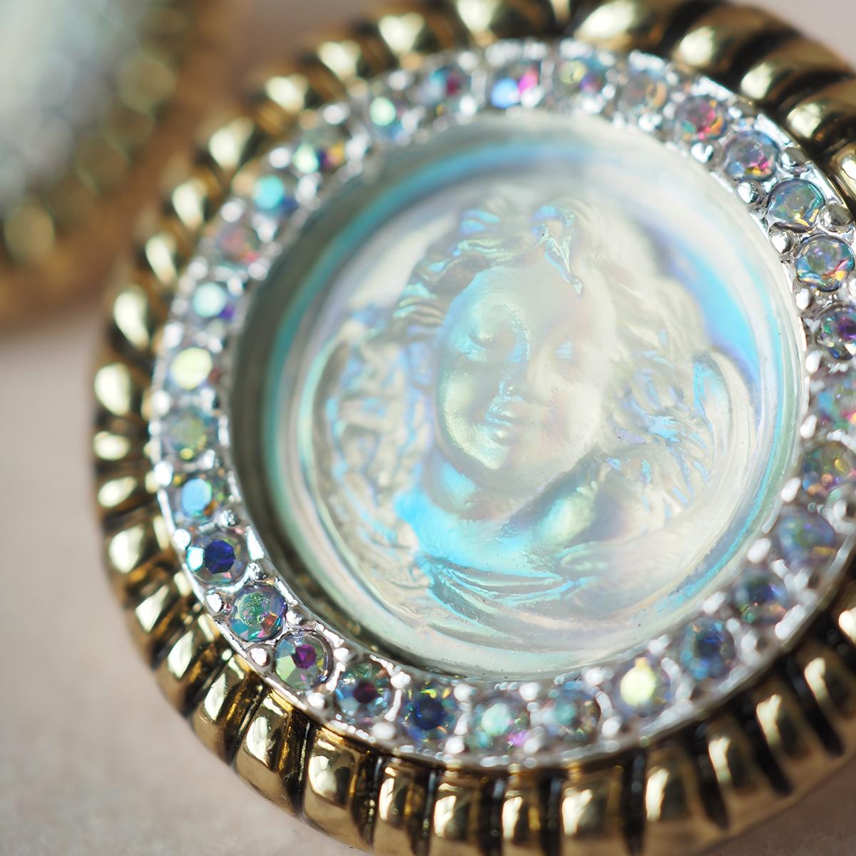 Koyace Embossed Sleeping Angel Vintage Clip & Earrings