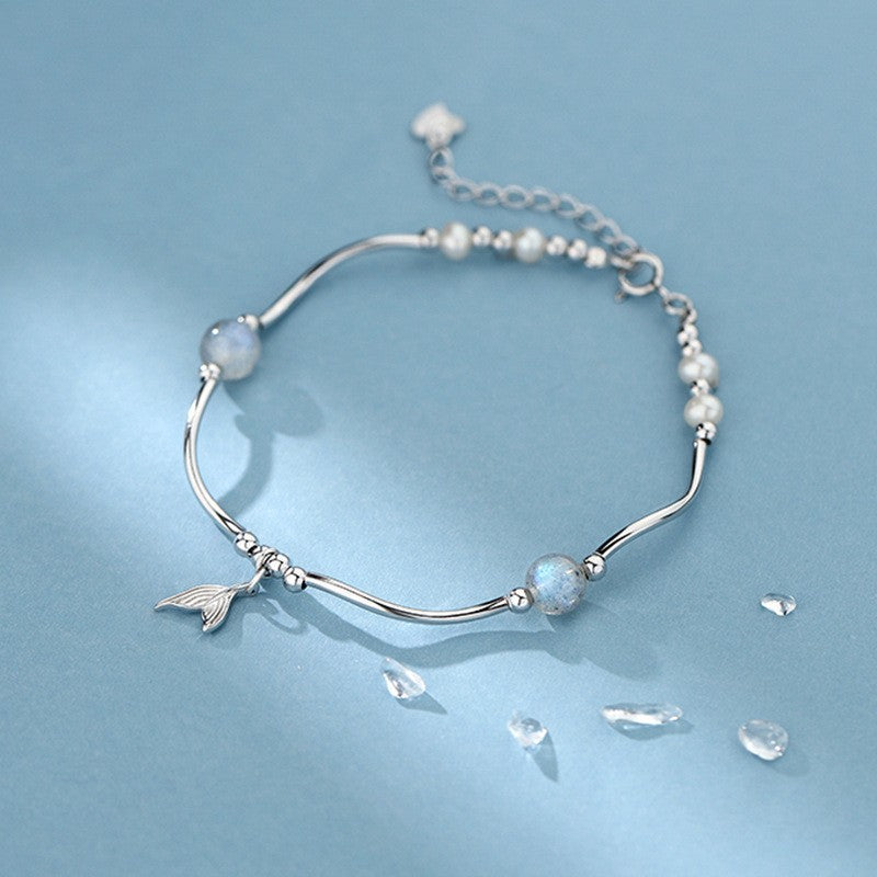 Koyace Fishtail Pendant Moonstone Pearl Bracelet