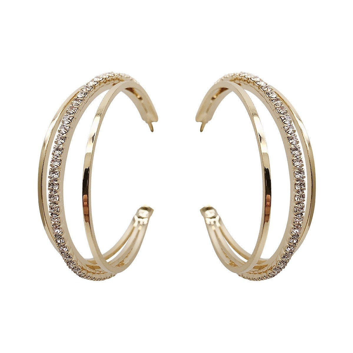 Koyace Fully Drilled Three-layer Metal Hoop Earring