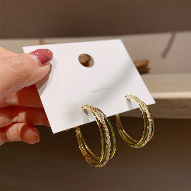 Koyace Fully Drilled Three-layer Metal Hoop Earring