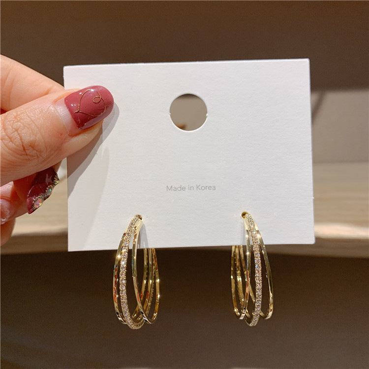 Koyace Fully Drilled Three-layer Metal Hoop Earring