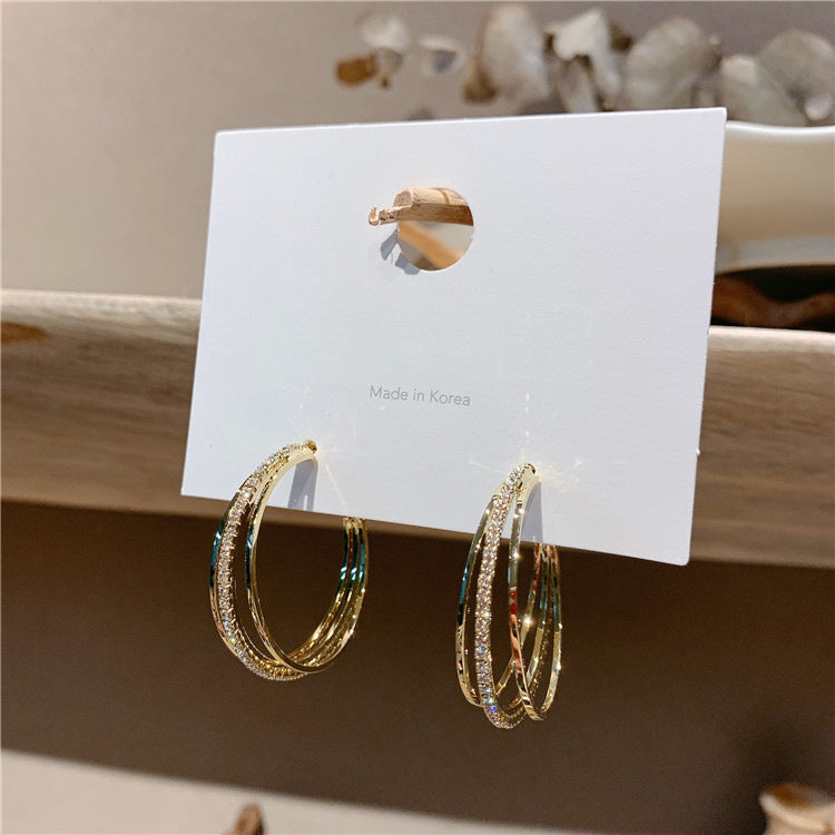 Koyace Fully Drilled Three-layer Metal Hoop Earring
