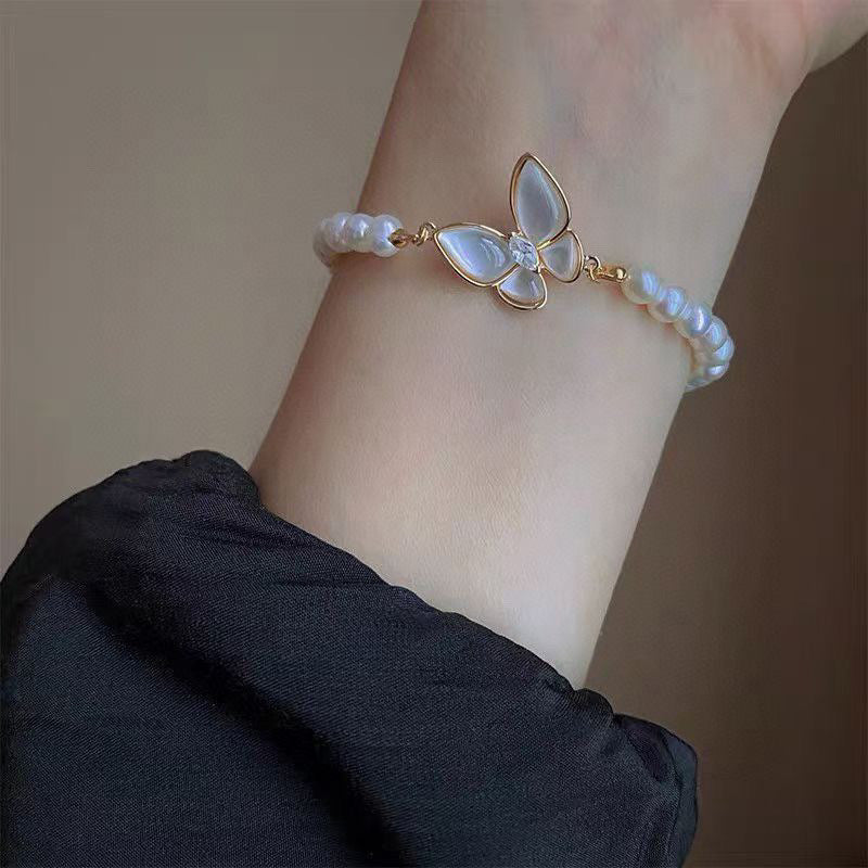 Koyace Gold Edge Butterfly Beaded Pearl Bracelet