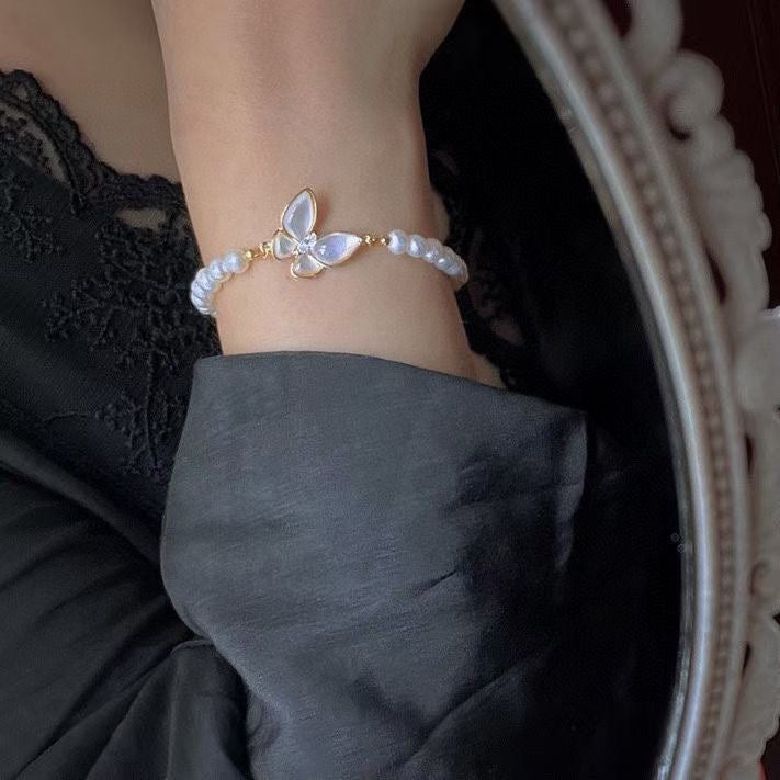Koyace Gold Edge Butterfly Beaded Pearl Bracelet