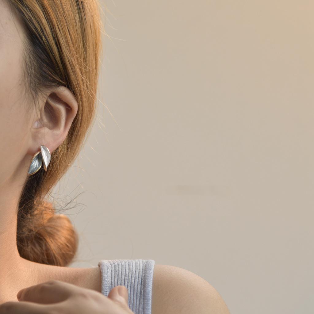 Koyace Green White Small Leaf Stud Earrings