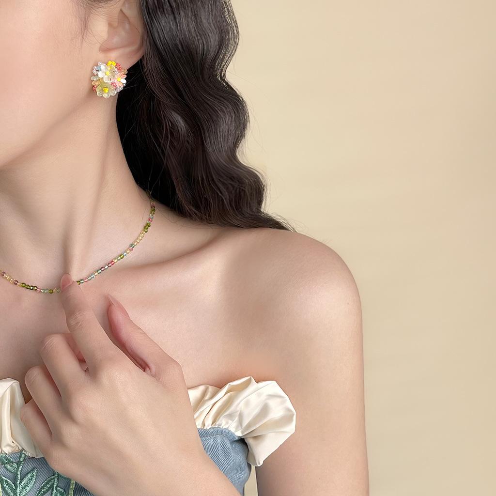 Koyace Hydrangea Colorful Beaded Stud Earrings