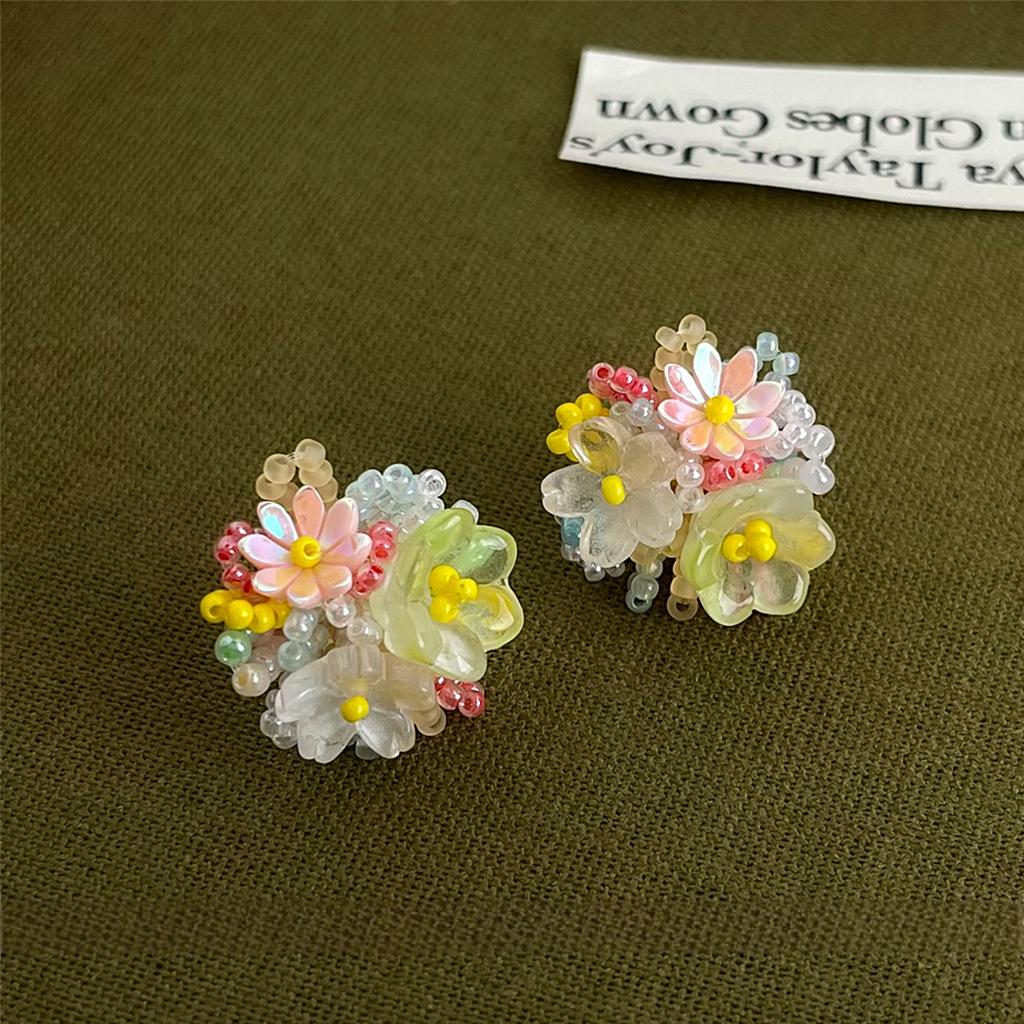 Koyace Hydrangea Colorful Beaded Stud Earrings