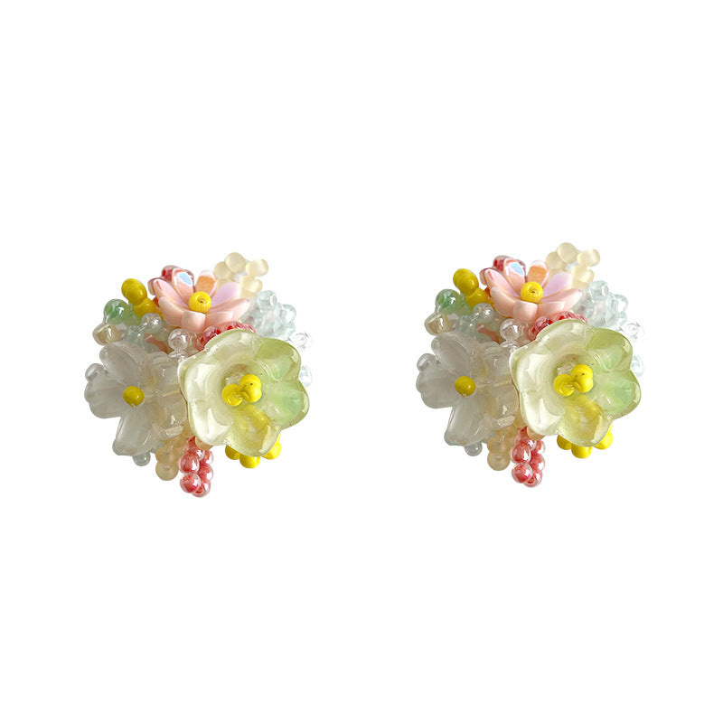 Koyace Hydrangea Colorful Beaded Stud Earrings