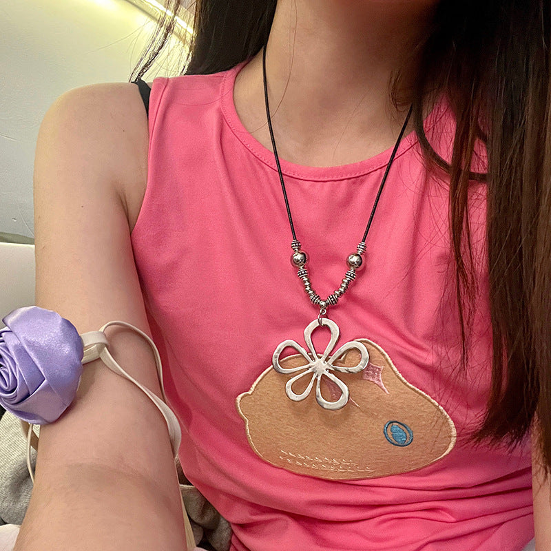 Koyace Irregular Metal Flower Pendant Necklace