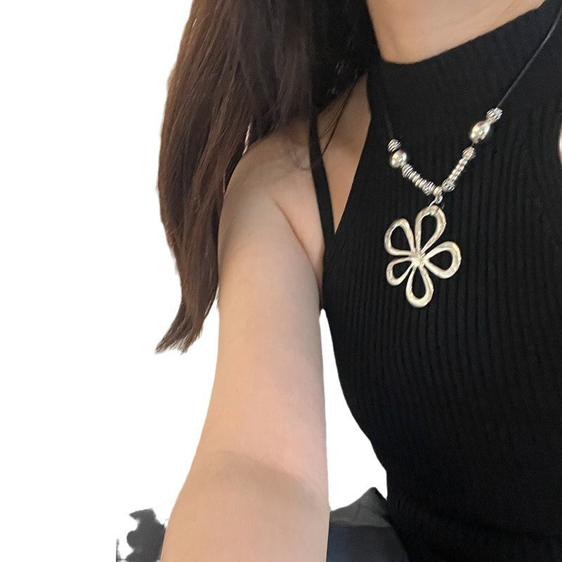 Koyace Irregular Metal Flower Pendant Necklace