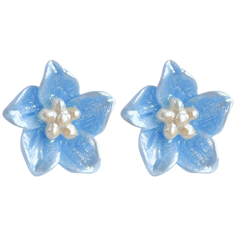 Koyace Klein Blue Resin Flower Stud Earrings