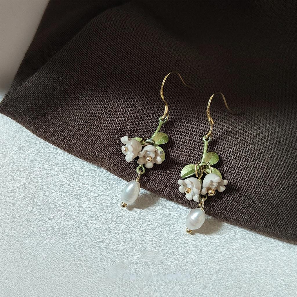 Koyace Lily of the Valley Freshwater Pearl Green Earrings