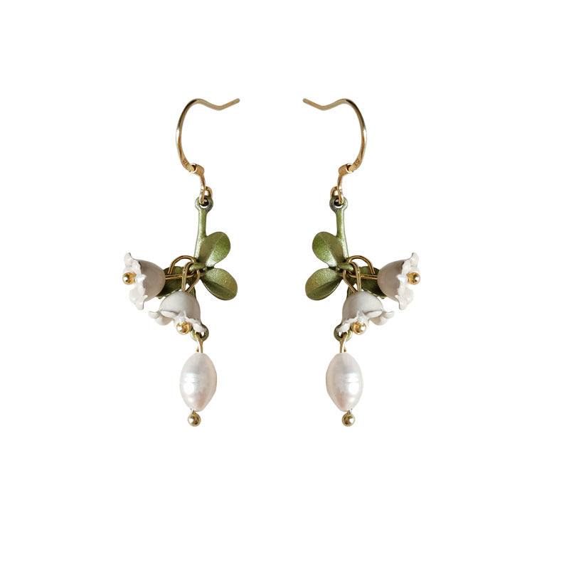 Koyace Lily of the Valley Freshwater Pearl Green Earrings
