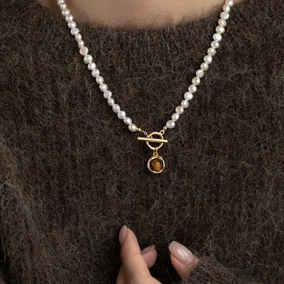 Koyace Maillard Tiger's Eye Baroque Pearl Necklace