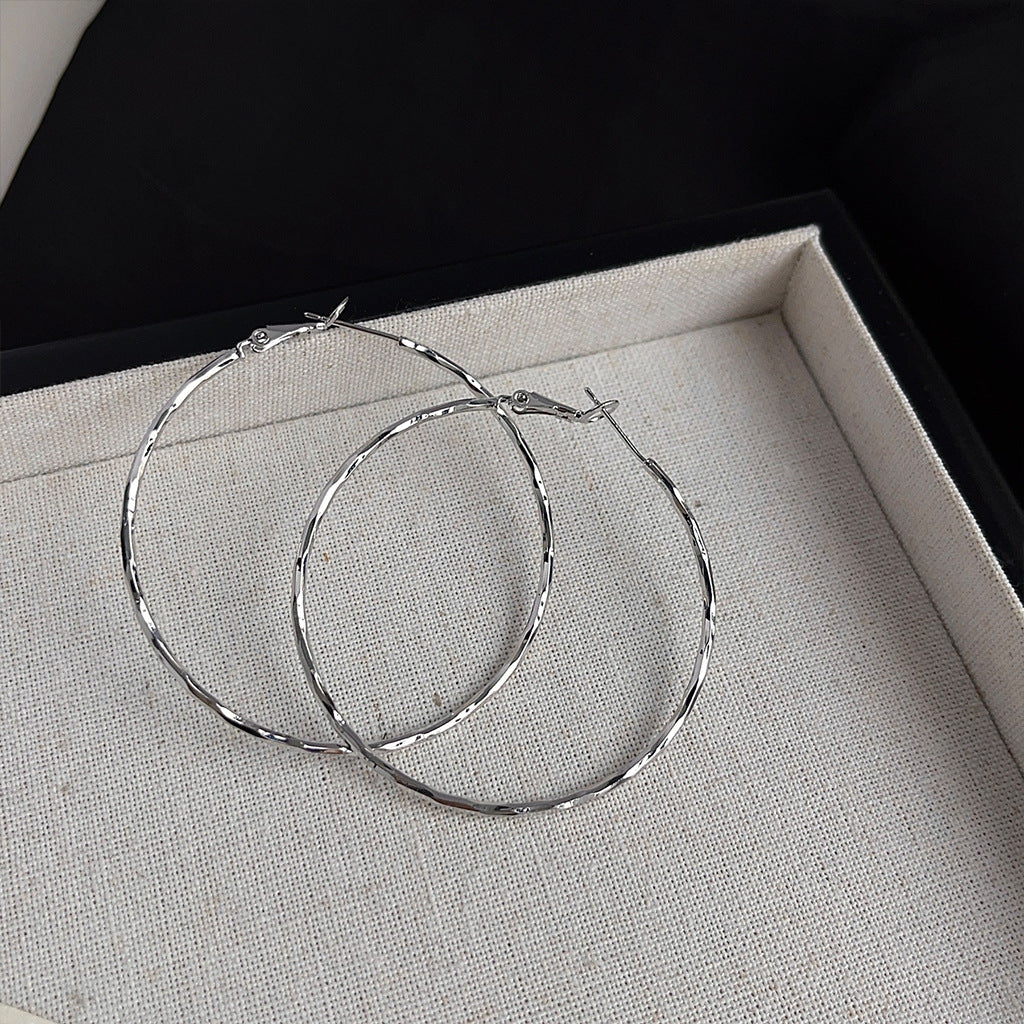 Koyace Metal Circular Twisted Large Ear Rings