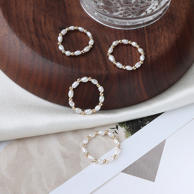 Koyace Millet Beads 14K Inlaid Gold Ring