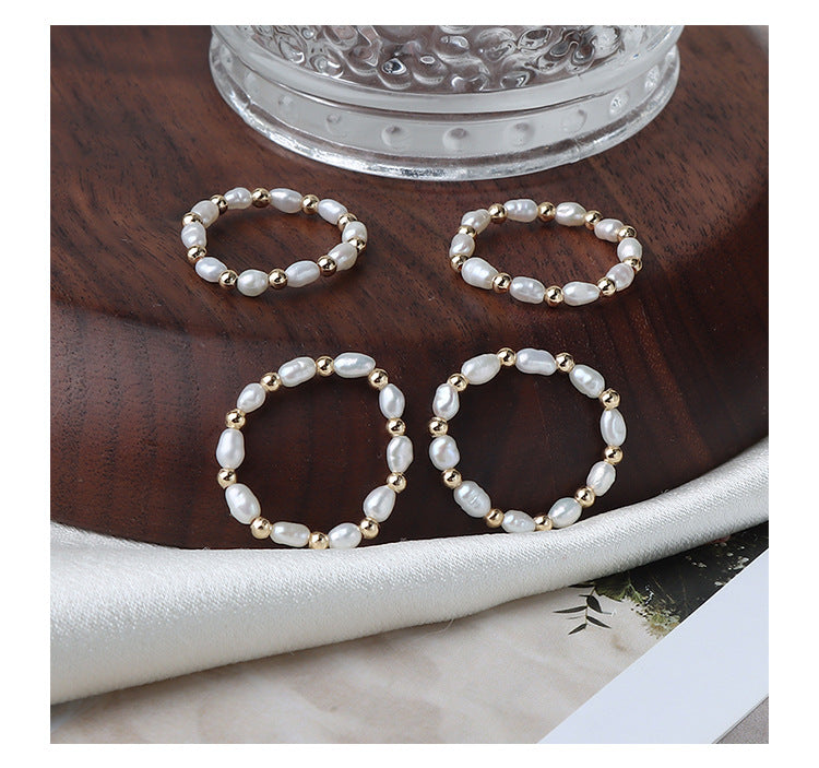 Koyace Millet Beads 14K Inlaid Gold Ring