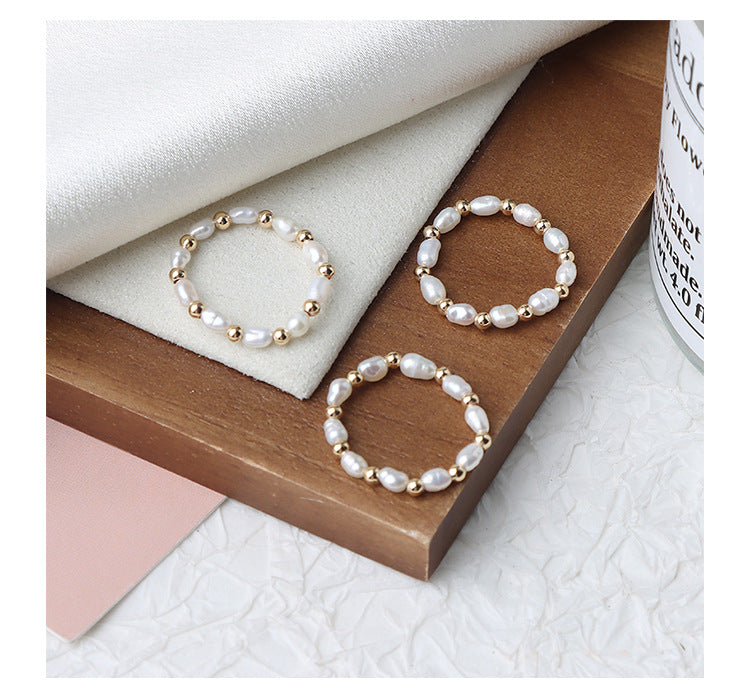 Koyace Millet Beads 14K Inlaid Gold Ring