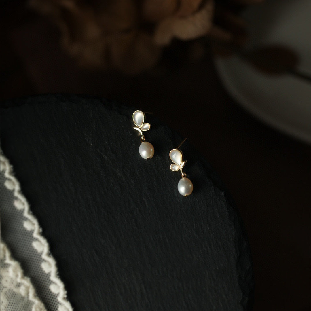 Koyace Mini Butterfly Nacre Pearl pendant Earrings