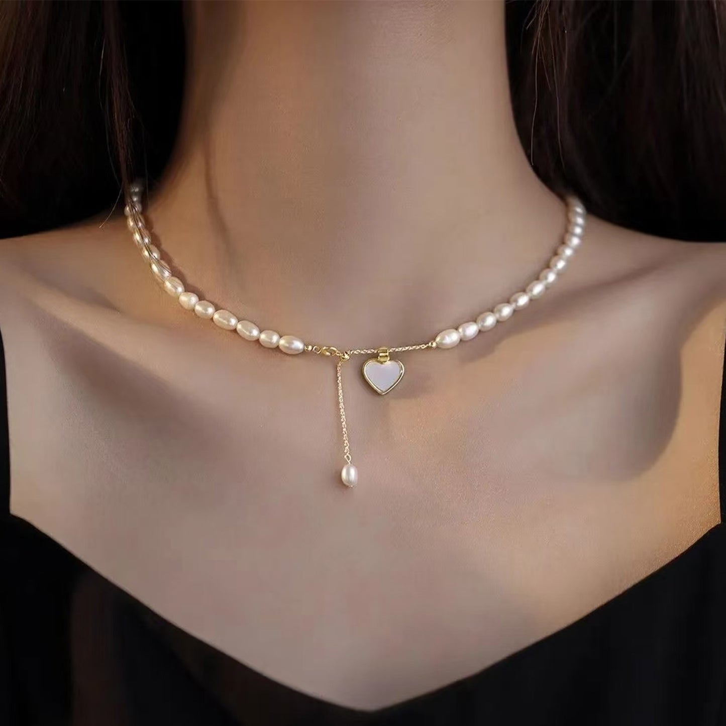 Koyace Nacre Heart Bead Pearl Necklace