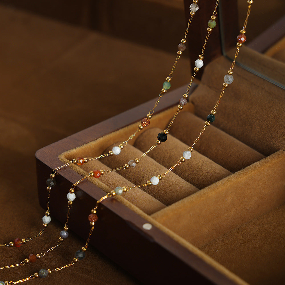 Koyace Natural Stone Rainbow Beaded Necklace & Bracelet