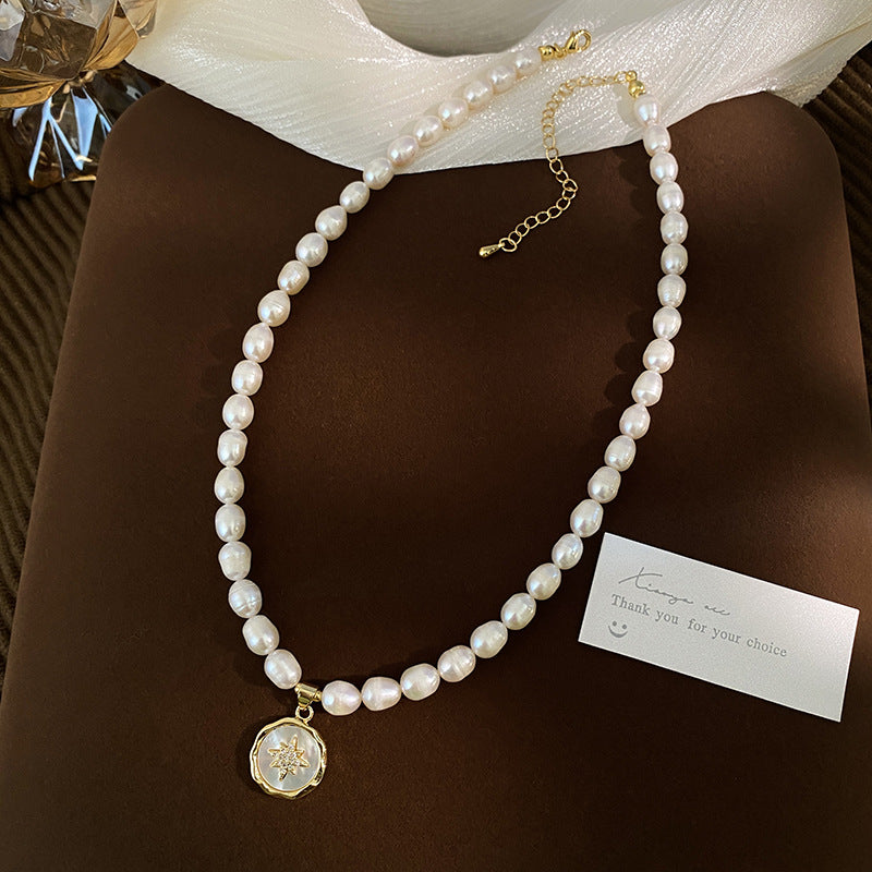 Koyace Octagonal Star Pendant 7mm Pearl Necklace