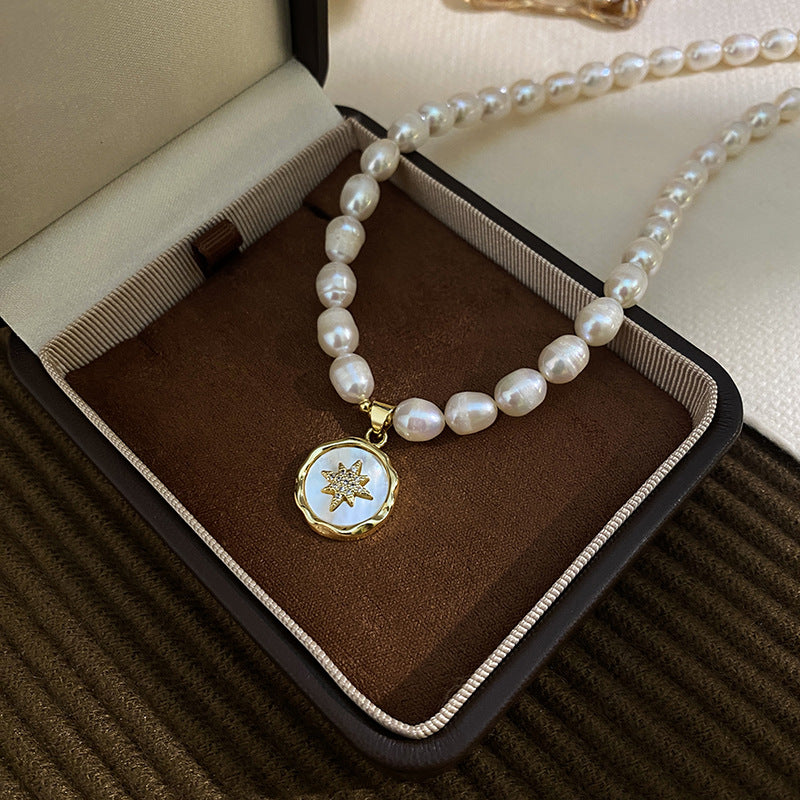Koyace Octagonal Star Pendant 7mm Pearl Necklace