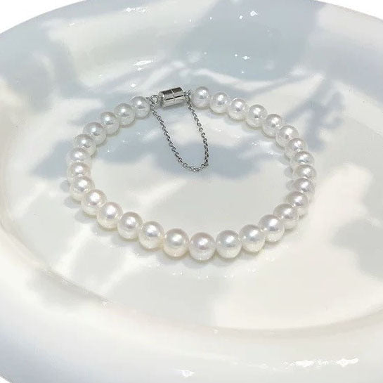 Koyace Oval Beaded Pearl Magnetic Clasp Bracelet