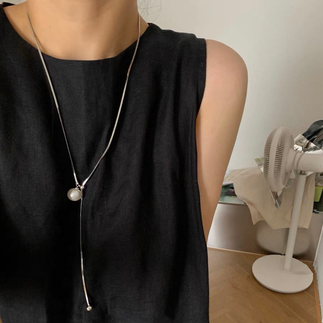 Koyace Pearl Pendant Adjustable Twist Line Necklace