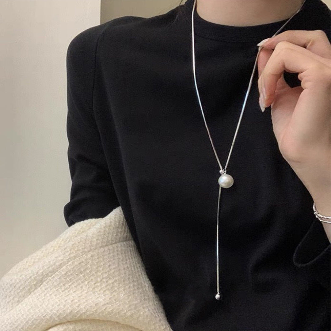 Koyace Pearl Pendant Adjustable Twist Line Necklace
