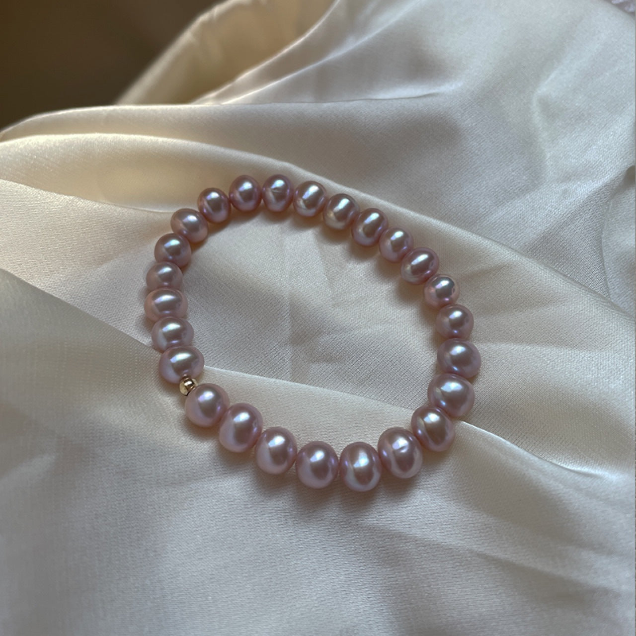 Koyace Pinkish-purple Oval Beaded Pearl Bracelet