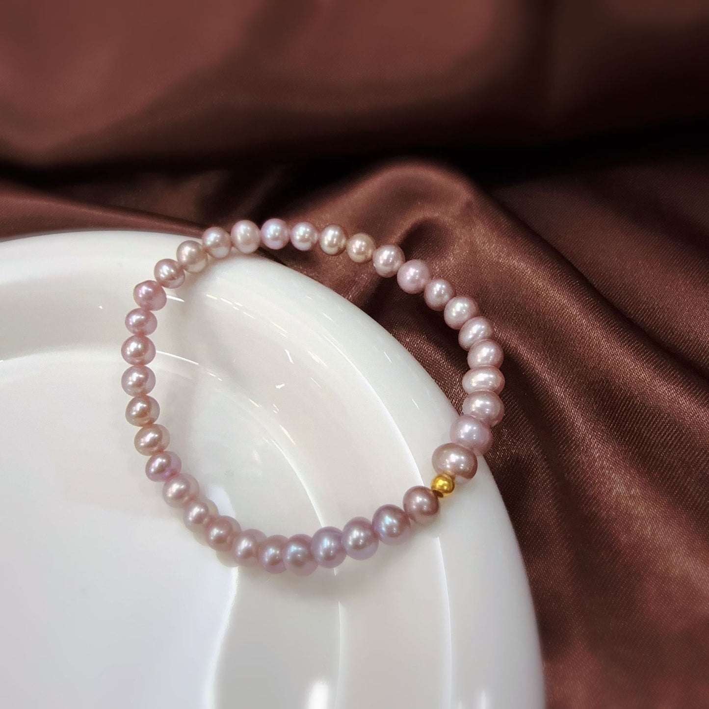 Koyace Pinkish-purple Oval Beaded Pearl Bracelet