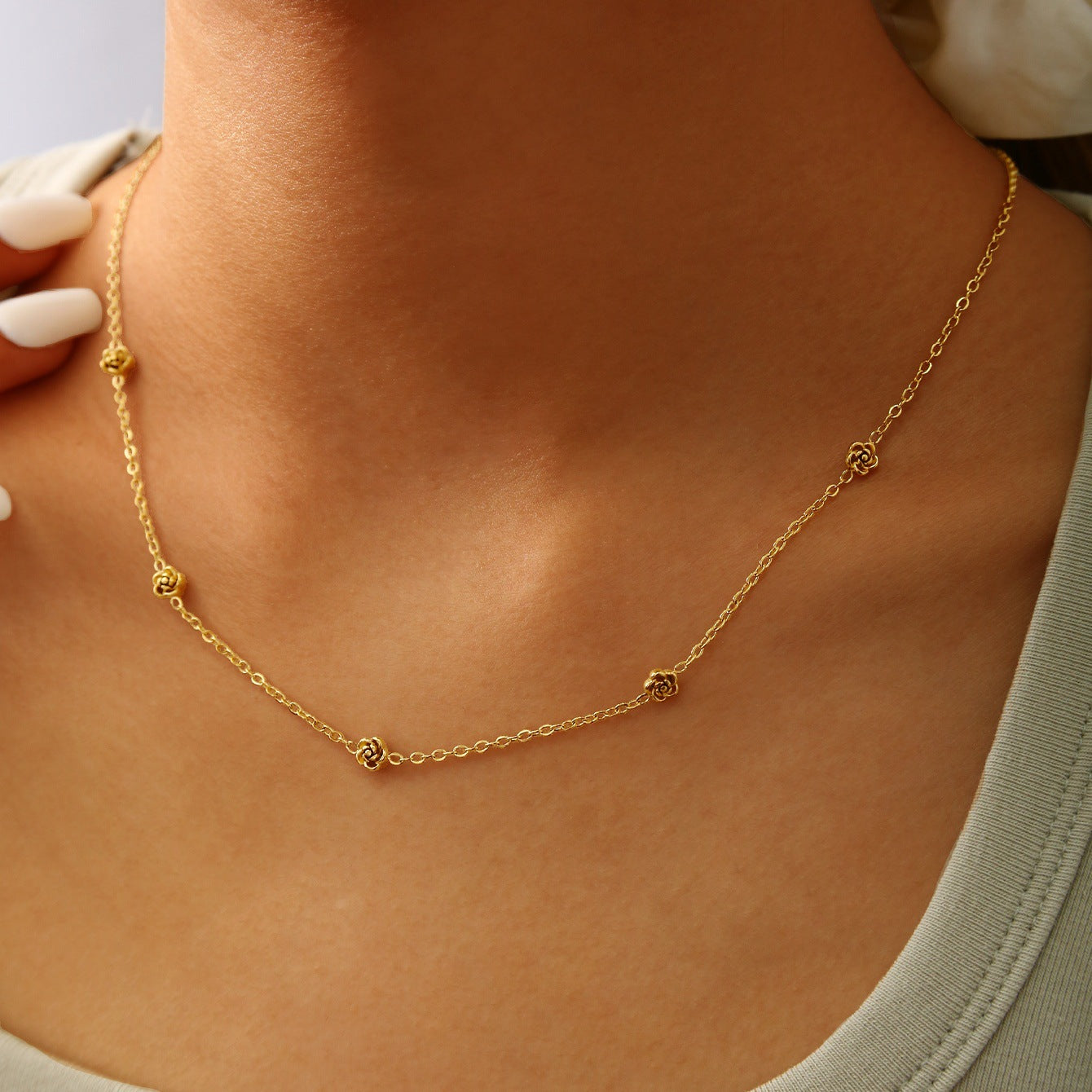 Koyace Rose Beaded 18k Gold-plated Necklace