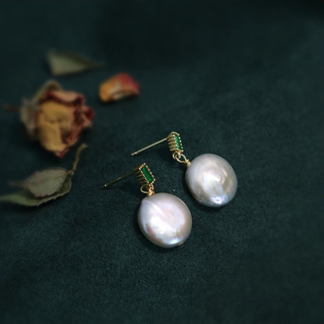 Koyace Round Baroque Pearl Pendant Earrings
