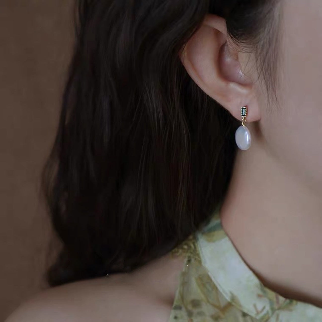 Koyace Round Baroque Pearl Pendant Earrings