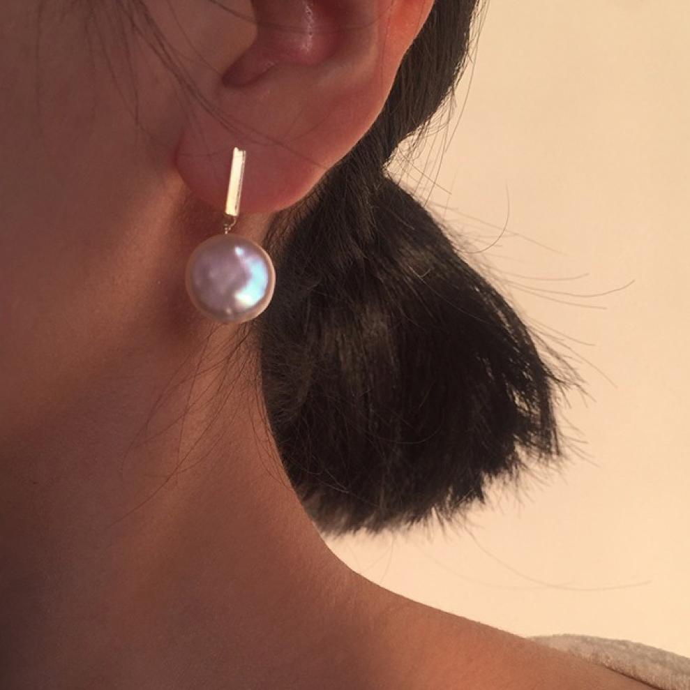 Koyace Round Baroque Pearl Pendant Earrings