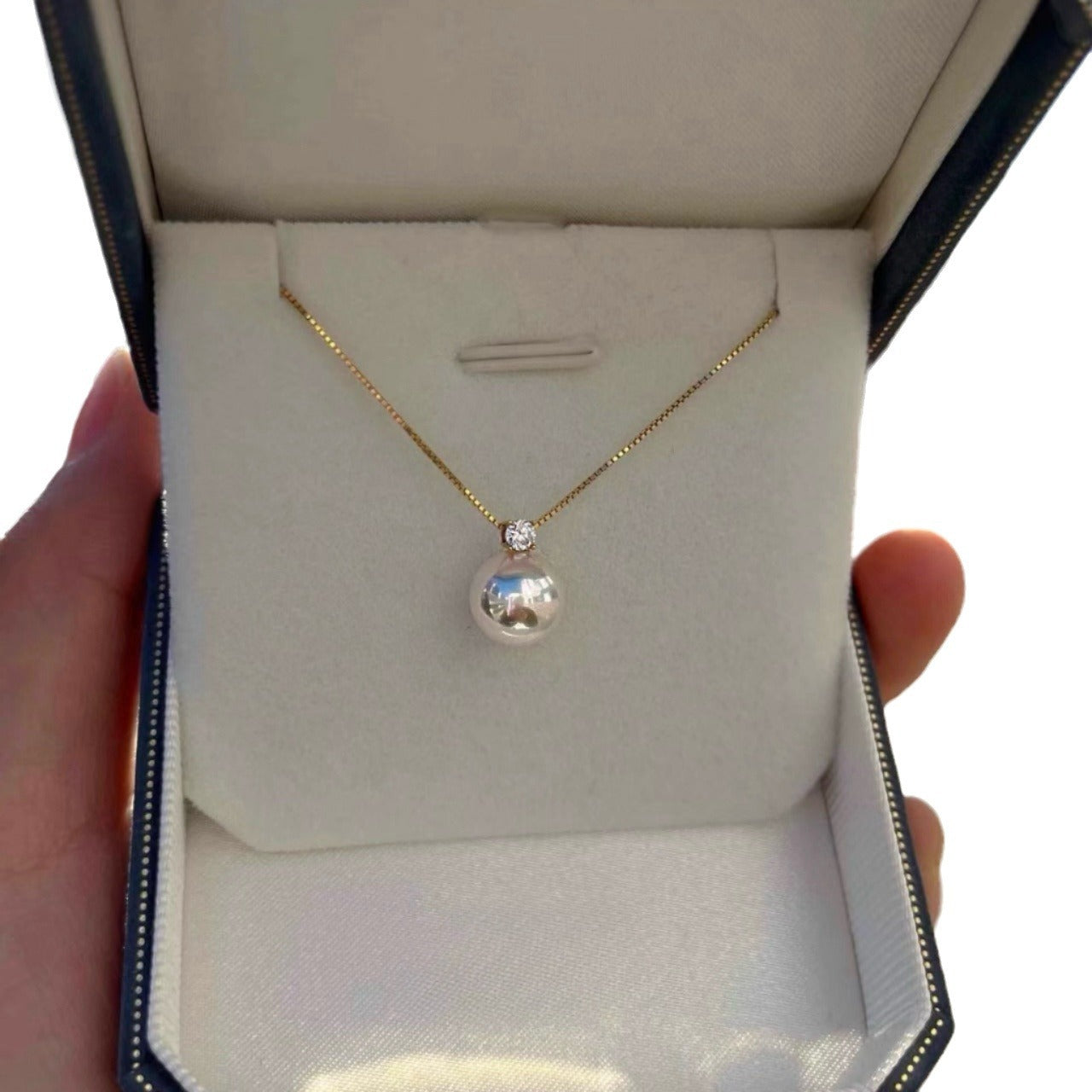 Koyace Single Akoya Seawater Pearl Diamond Necklace
