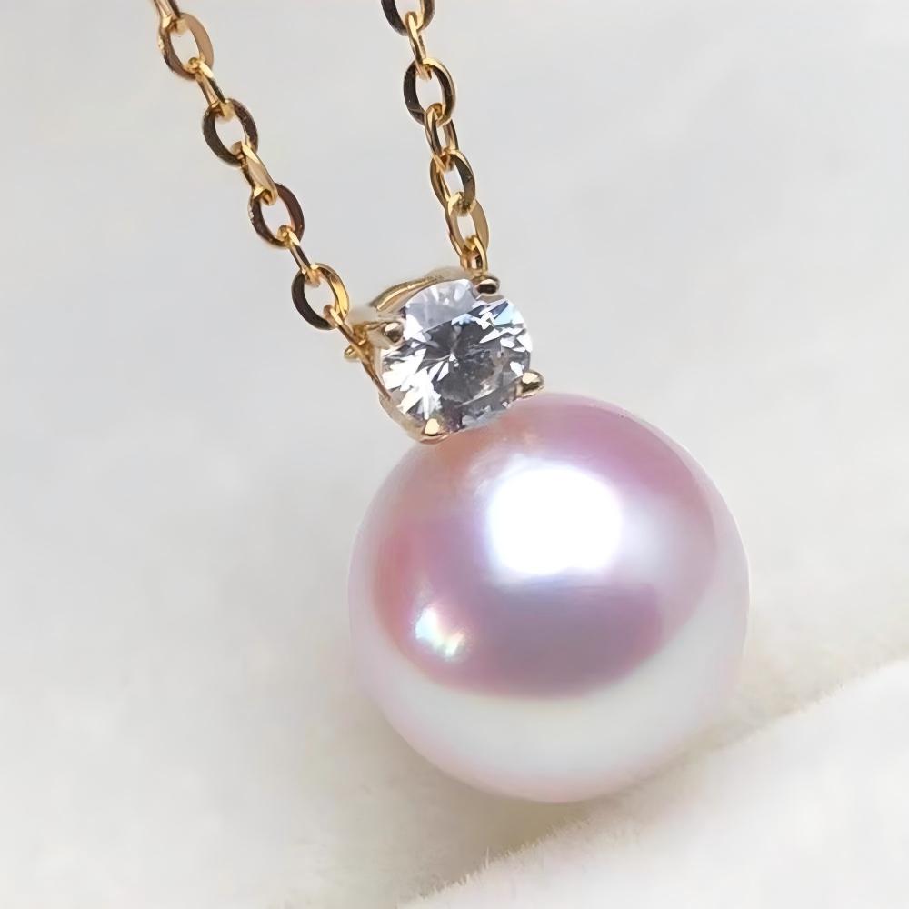 Koyace Single Akoya Seawater Pearl Diamond Necklace