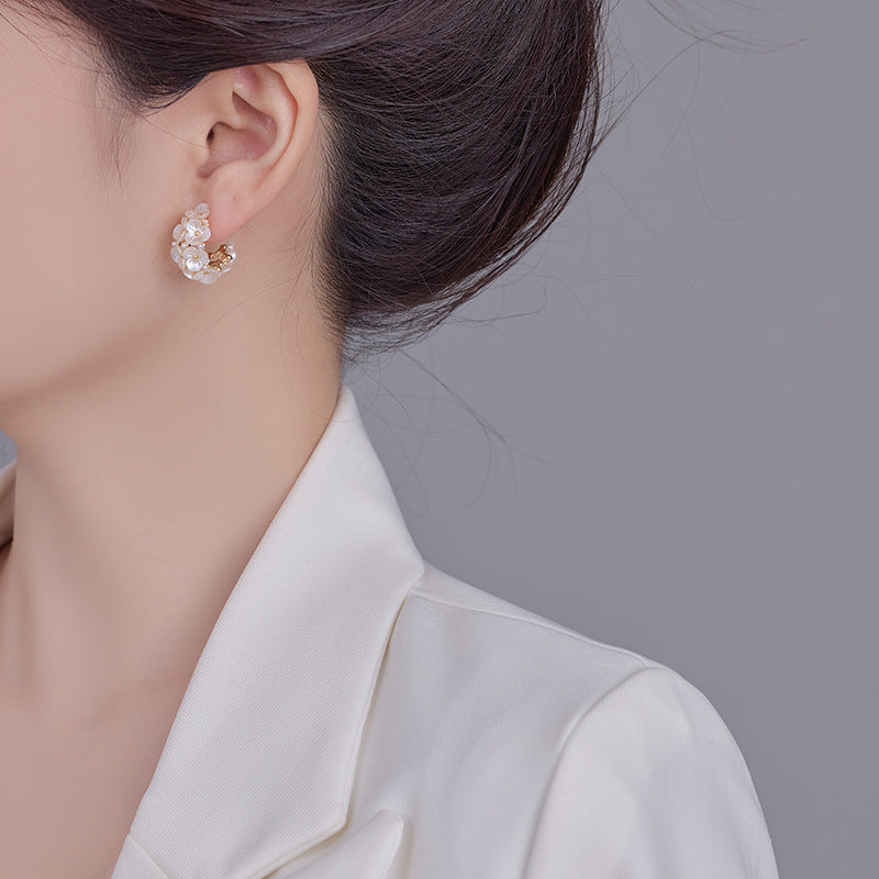 Koyace Small Flower Clusters Crescent-shaped Stud Earrings