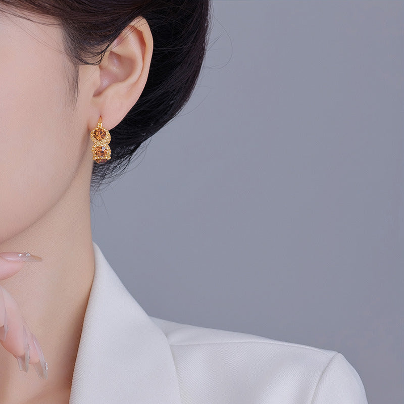 Koyace Sparkling Champagne-colored Rhinestone Earrings