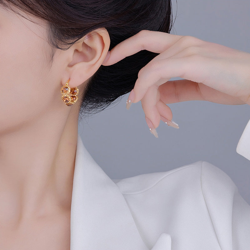 Koyace Sparkling Champagne-colored Rhinestone Earrings