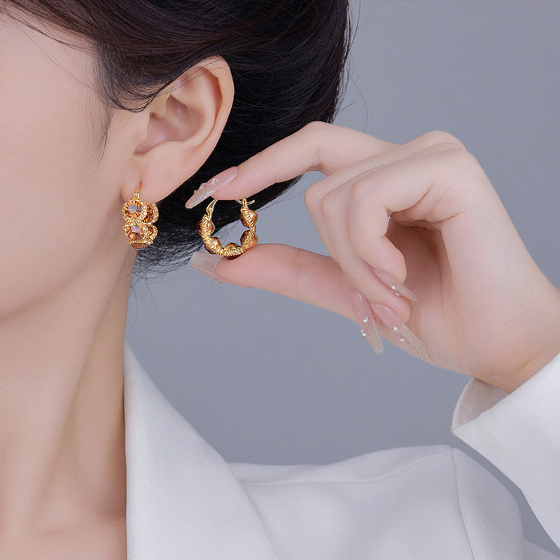 Koyace Sparkling Champagne-colored Rhinestone Earrings