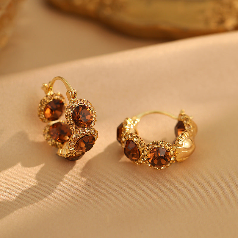 Koyace Sparkling Champagne-colored Rhinestone Earrings