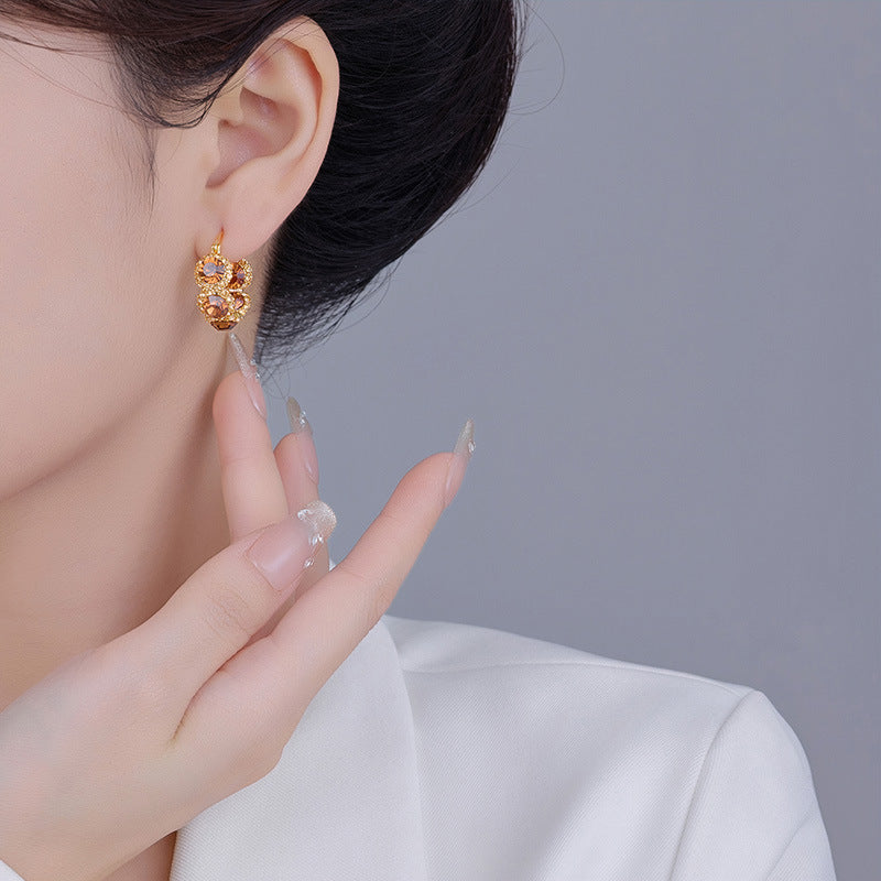 Koyace Sparkling Champagne-colored Rhinestone Earrings