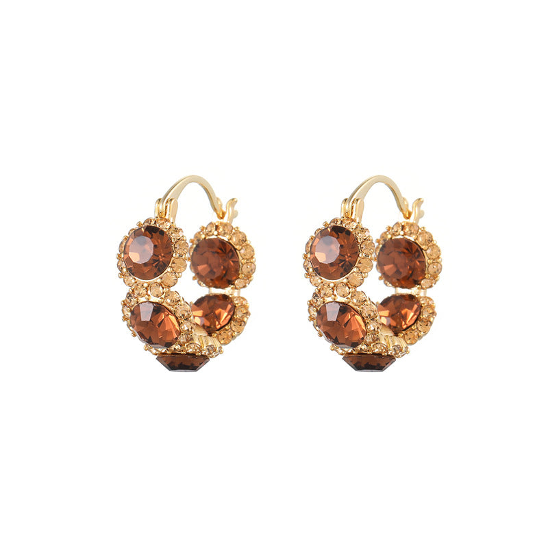 Koyace Sparkling Champagne-colored Rhinestone Earrings