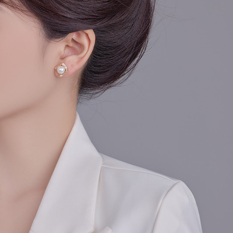 Koyace Square-framed Freshwater Pearl Stud Earrings