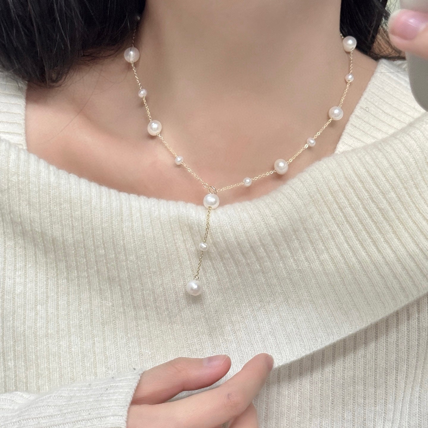 Koyace Starry Sky large and small beads Pearl Necklace
