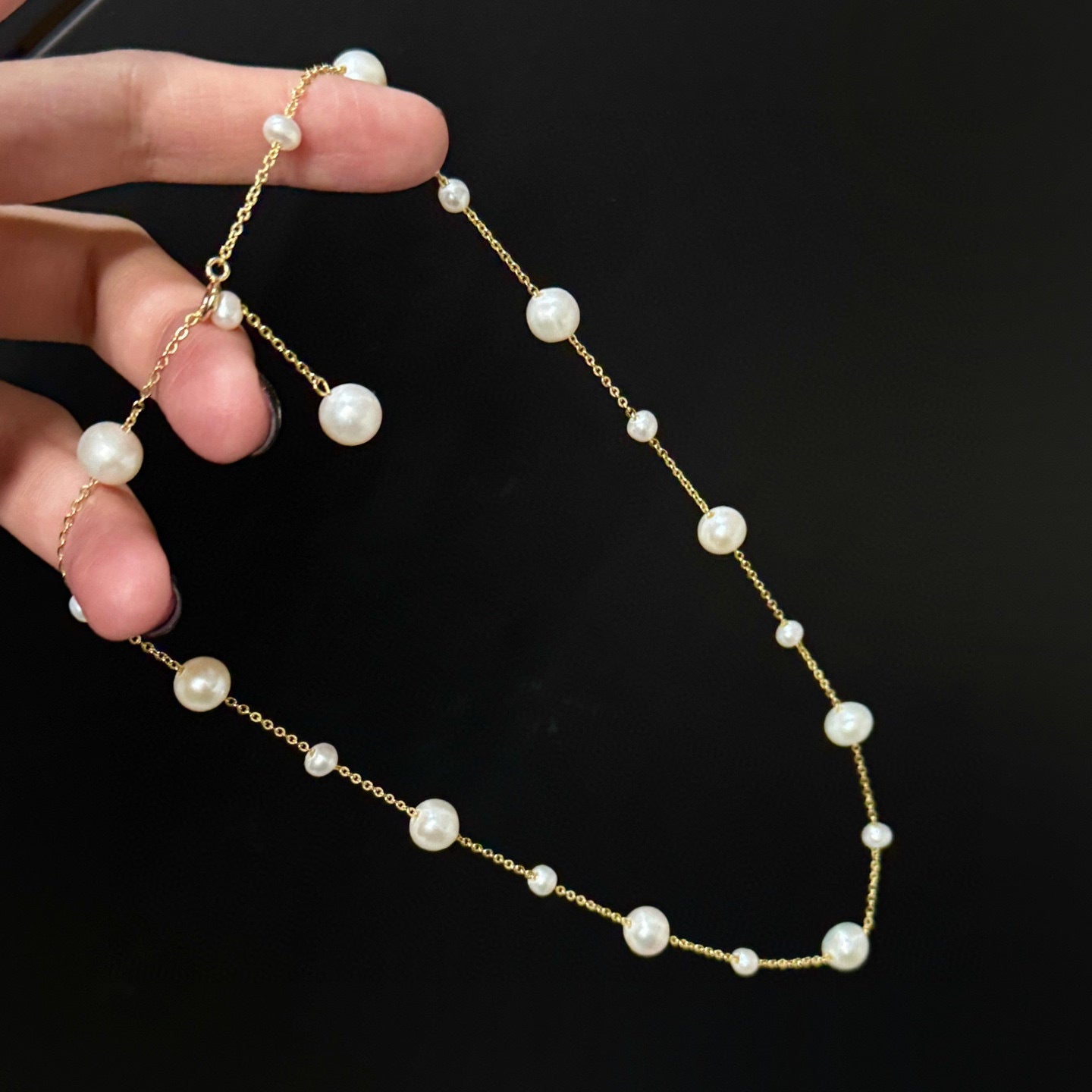 Koyace Starry Sky large and small beads Pearl Necklace