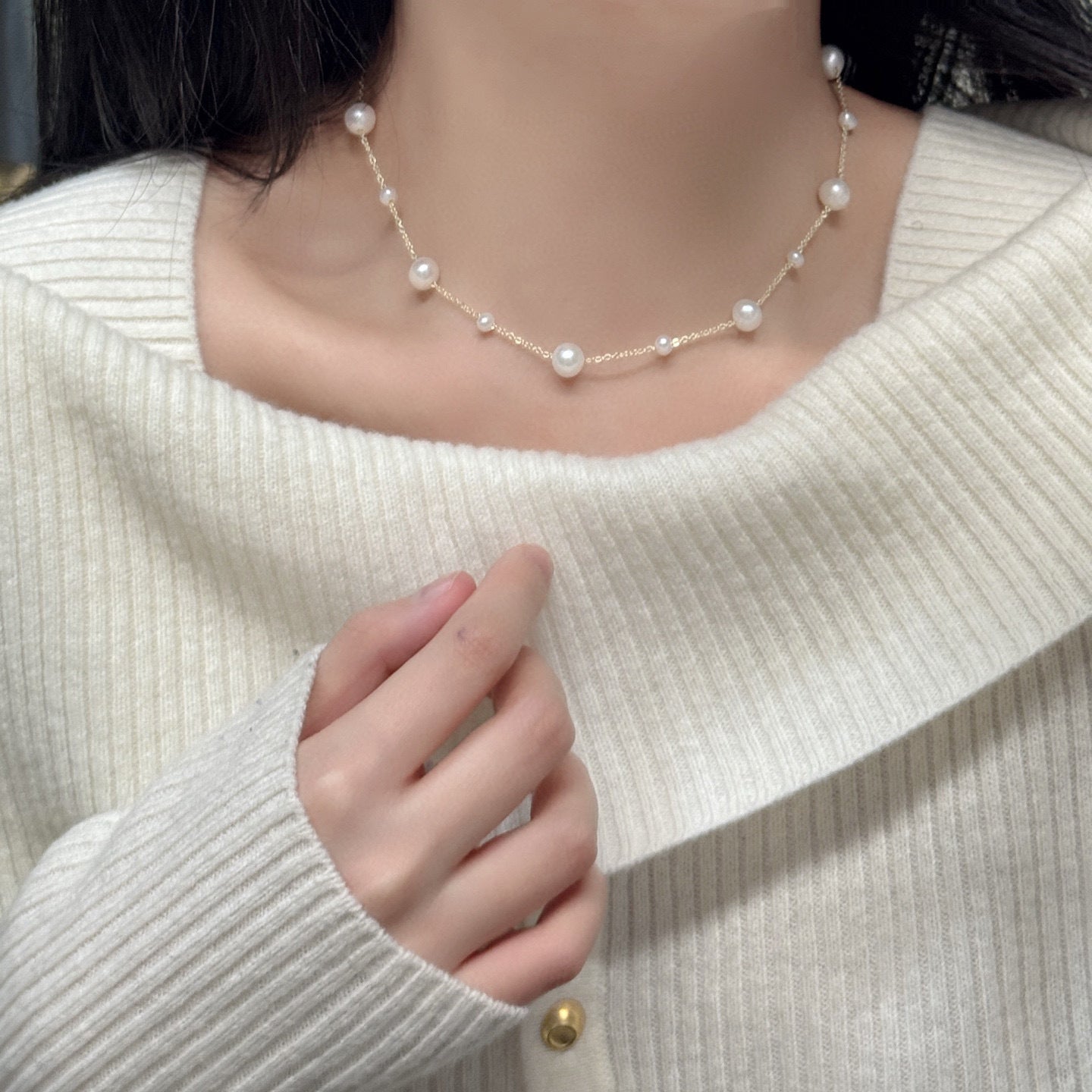 Koyace Starry Sky large and small beads Pearl Necklace